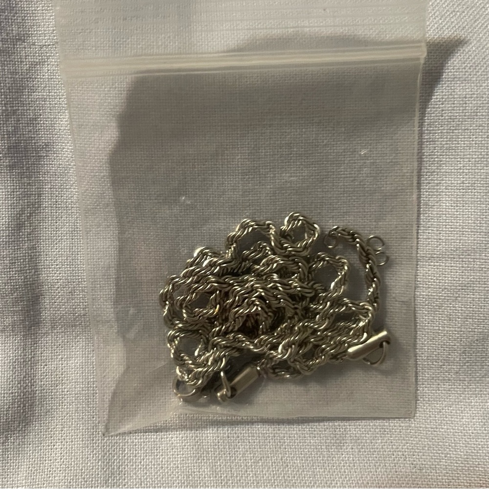 Silver rope chain necklace